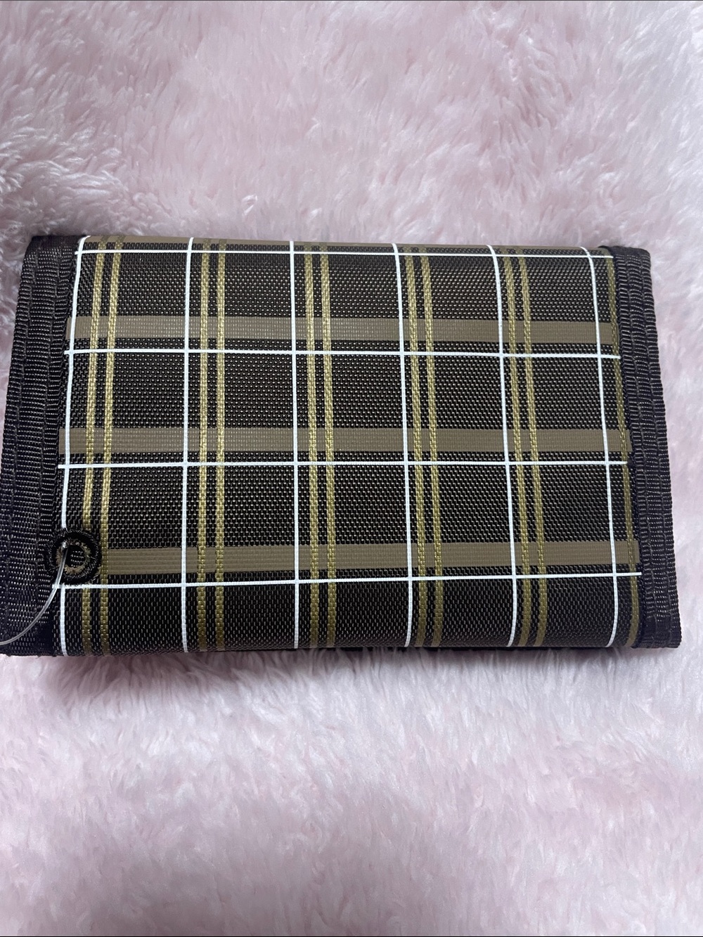 Element Plaid Trifold Velcro Wallet in Black, Olive & White - Picture 2 of 5